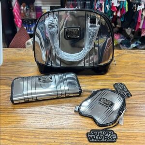 LOUNGEFLY |Star Wars Lounge Fly Captain Phasma handbag/wallet/coin purse 3pc set
